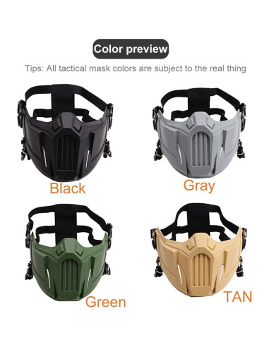 Máscara de Airsoft Yeesport 4546 con Correa Ajustable - Negro