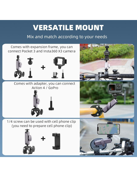 Soporte de Cámara para Bicicleta BRDRC Pocket 3 Aluminio