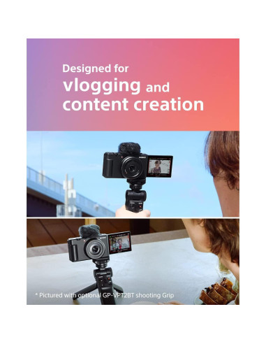 Cámara Vlog Sony ZV-1F/B 4K 20.1MP con Kit ACCVC1