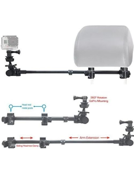 Soporte Telescópico ChargerCity para Reposacabezas GoPro