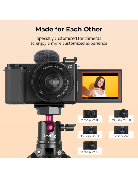 Adaptador de zapata fría SmallRig 3526 con parabrisas para Sony ZV-1F/ZV-E10/ZV-1/ZV-E1/ZV-1 II