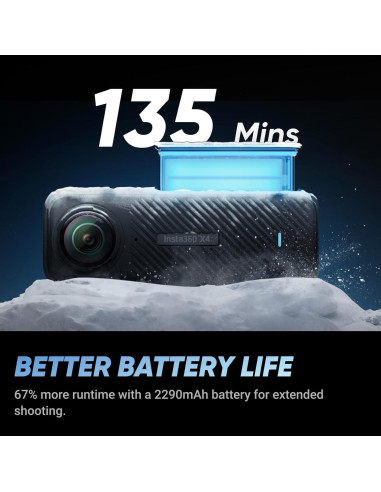 Cámara 360 Insta360 X4 - Video 8K, Foto 72MP, Paquete