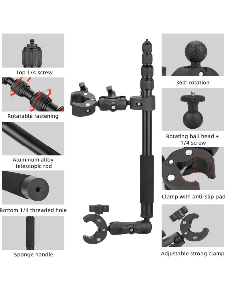 Soporte para Motocicleta BRDRC con Palo de Selfie 1.5m