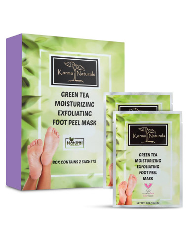 Mascarilla Exfoliante para Pies Karma Organic - Té Verde Hidratante, 2 Unidades