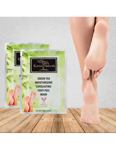 Mascarilla Exfoliante para Pies Karma Organic - Té Verde Hidratante, 2 Unidades