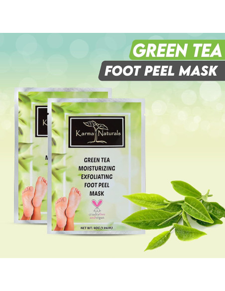 Mascarilla Exfoliante para Pies Karma Organic - Té Verde Hidratante, 2 Unidades