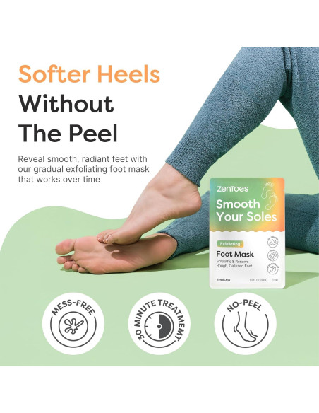 Máscara Exfoliante para Pies ZenToes - Urea y Niacinamida, 1 Par