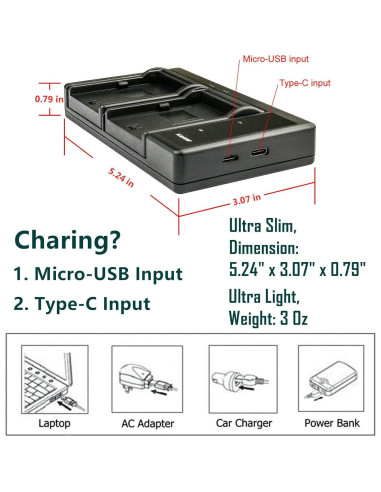 Kastar Paquete 4 Baterías Litio-Ion y Cargador USB para SJCAM SJ7