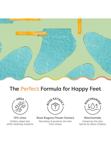 Máscara Exfoliante para Pies ZenToes - Urea y Niacinamida, 1 Par