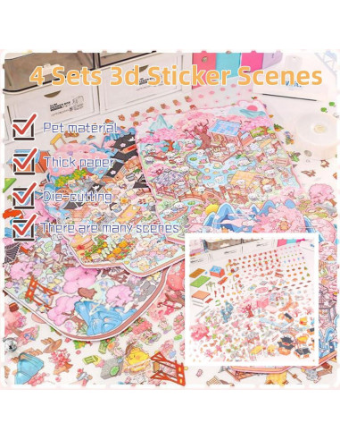 Pegatinas 3D DIY de Casa Affoto - 4 Conjuntos Creativos