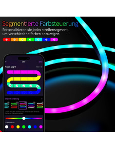 Luces de Cuerda de Neón RGB 1.95m Hongyou con App y Música 2