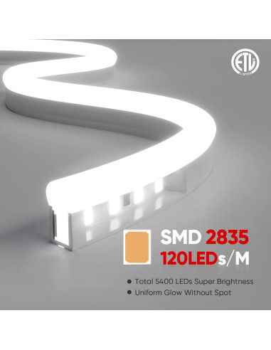 Luces de Cuerda LED Neón Shine Decor 150FT IP65 6500K Frío