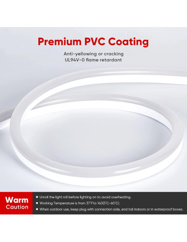 Luces de Cuerda LED Neón Shine Decor 150FT IP65 6500K Frío