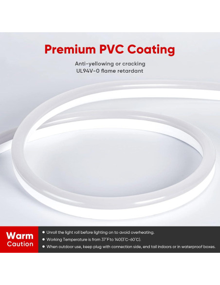 Luces de Cuerda LED Neón Shine Decor 150FT IP65 6500K Frío