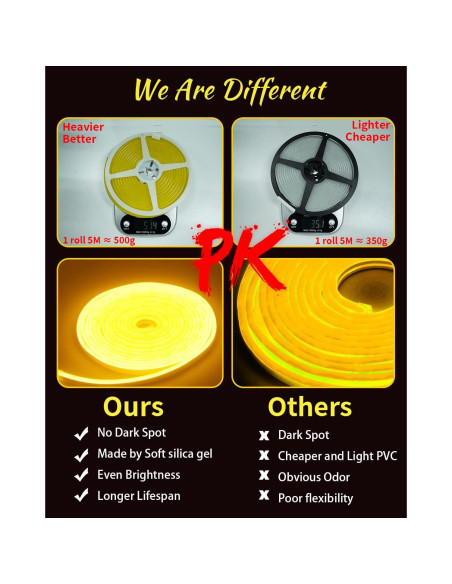 Tira LED de neón rosa 5M EverBright 600 LEDs IP67