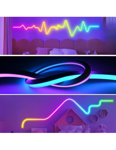 Luz de Neón LED USB JUNQOKW 2m RGB con Control Remoto y APP