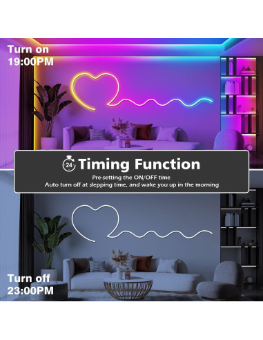 Luz de Neón LED USB JUNQOKW 2m RGB con Control Remoto y APP