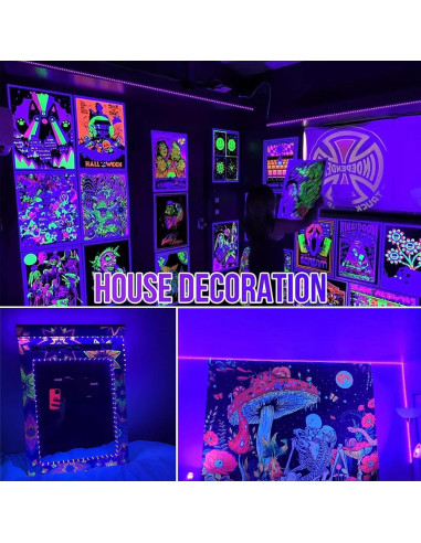 Cinta de luz negra LED YQNLIFA 12.19m 720 LEDs para fiestas