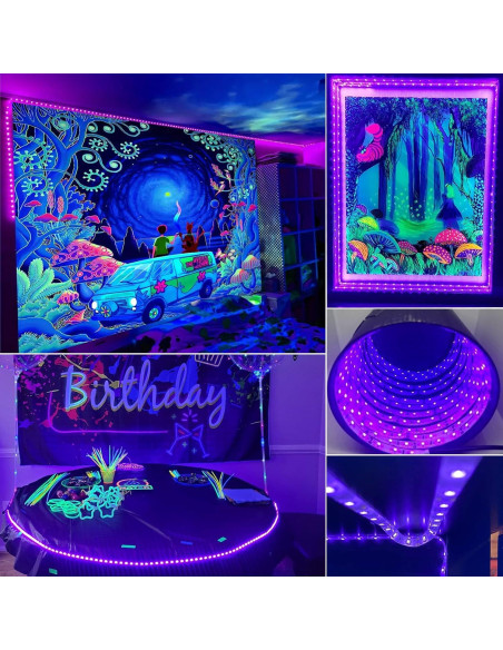 Cinta de luz negra LED YQNLIFA 12.19m 720 LEDs para fiestas