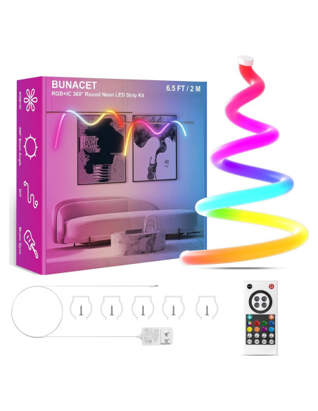 Tira de Luz LED Neón RGBIC 2m BUNACET IP65 Flexible