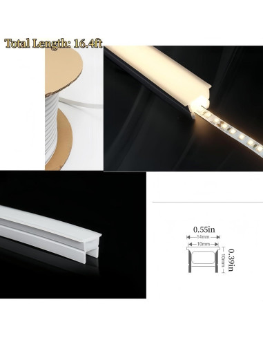 Canal LED de Silicona KSDLMPA 5M IP67 10x10mm para Tiras