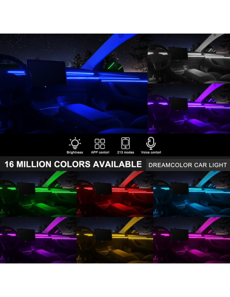 Tira de luz LED interior MAODANER Acrílico c-7 RGB 6 en 1