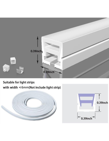 Canal Difusor LED de Silicona DGLILUAN 5m 10x10mm Impermeable