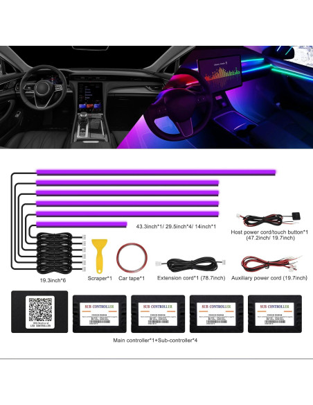 Tira de luz LED interior MAODANER Acrílico c-7 RGB 6 en 1