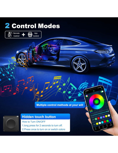 Tira de luz LED interior MAODANER Acrílico c-7 RGB 6 en 1