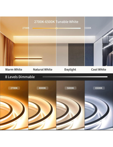 Tira LED de Neón Ustarus 20FT Blanca Regulable 2700K-6500K