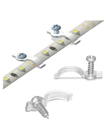 100 Soportes Clips Fijación GRIVER para Luces de Tira 10mm