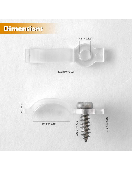 100 Soportes Clips Fijación GRIVER para Luces de Tira 10mm