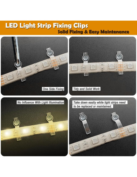 100 Soportes Clips Fijación GRIVER para Luces de Tira 10mm