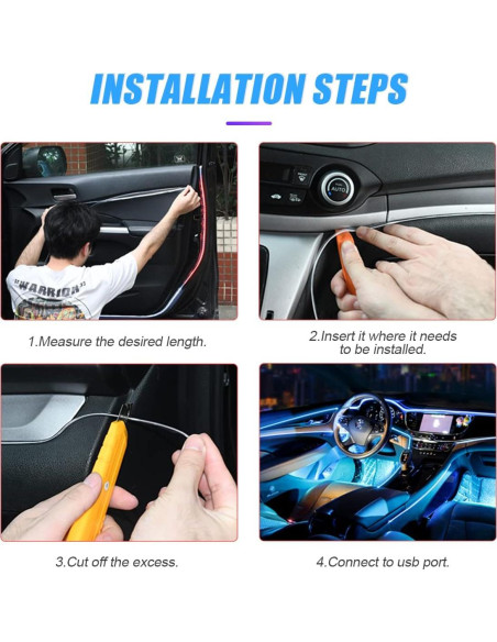 Tira de luces LED HIPOPY 4.88 m Rosa para interior de auto