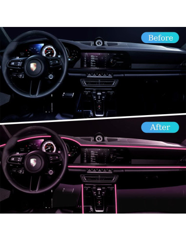 Tira de luces LED HIPOPY 4.88 m Rosa para interior de auto