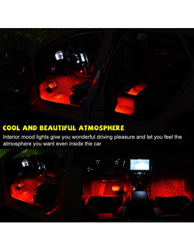 Tira de Luz LED para Auto Sylvil 48 LEDs USB Rojo 12V