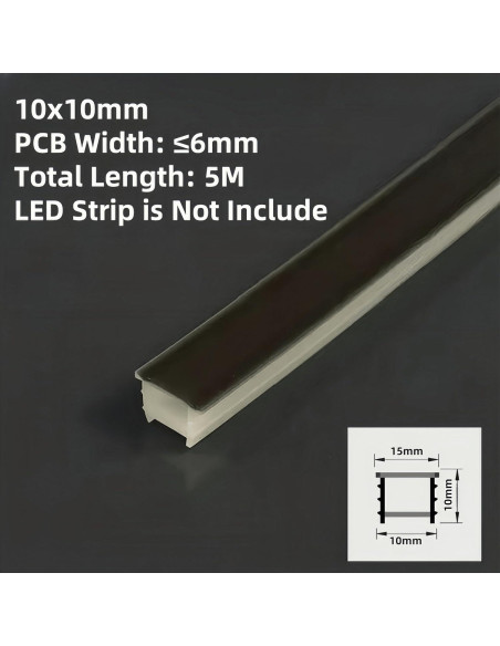 Canal LED de Silicona Flexible KSDLMPA 5M para Tira 10x10mm