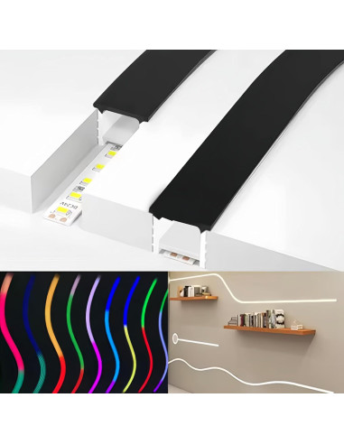 Canal LED de Silicona Flexible KSDLMPA 5M para Tira 10x10mm