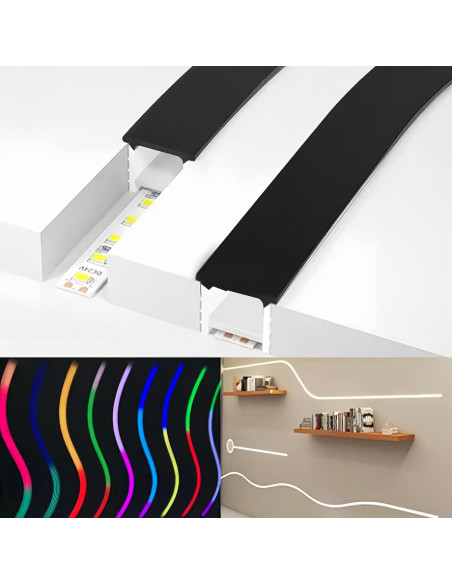 Canal LED de Silicona Flexible KSDLMPA 5M para Tira 10x10mm