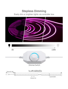 Tira de Luces LED Neón Rosa ALITOVE 5M Regulable IP67 2