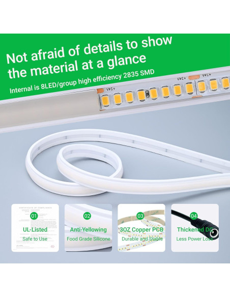 Tira LED de neón JOYLIT 24V 5M 240LEDs/M 3000K Blanco cálido