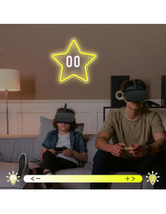 Letrero de Neón Estrella LED Amarillo 35x35 cm para Juegos 2