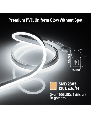 Luces LED de Cuerda Neón LEONLITE 15.24M IP67 Blanco Puro