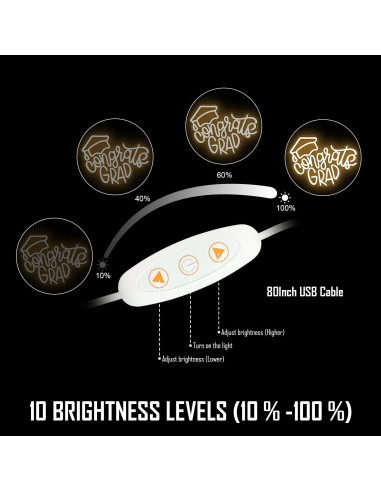 Cartel Neón LED Congrats Grad CinsYarn 30x10 cm Decoración