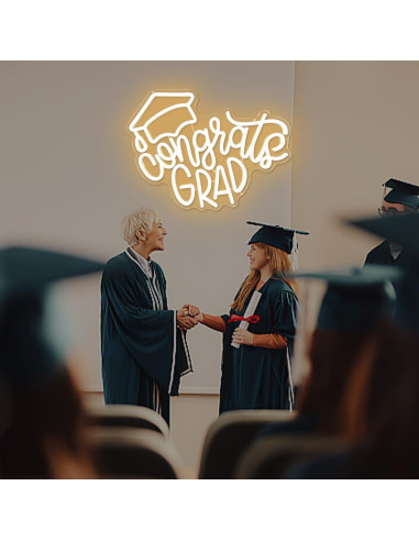 Cartel Neón LED Congrats Grad CinsYarn 30x10 cm Decoración