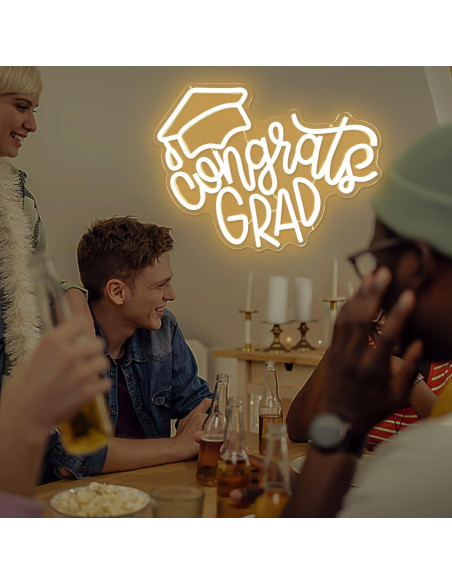 Cartel Neón LED Congrats Grad CinsYarn 30x10 cm Decoración