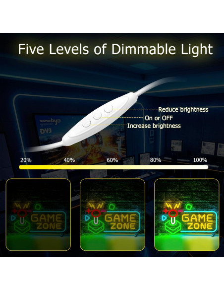 Luz de Neón LED Mojoish Zona de Juego Colorida 42.8x27.1cm