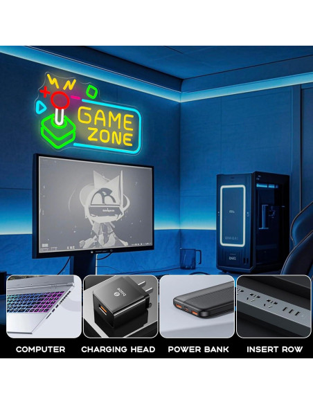 Luz de Neón LED Mojoish Zona de Juego Colorida 42.8x27.1cm