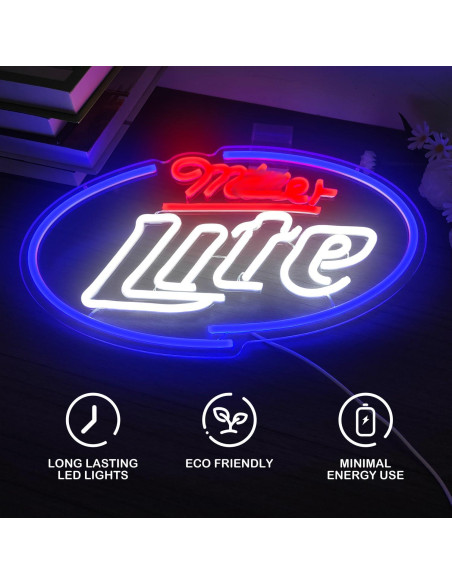Luz de Neón LED Cerveza Miller para Decoración de Pared