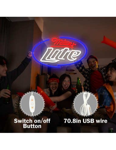 Luz de Neón LED Cerveza Miller para Decoración de Pared